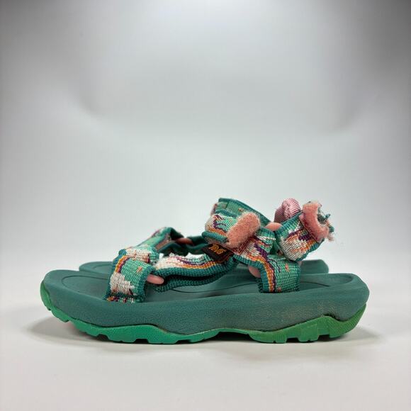 Teva Hurricane XLT 2 Green Pink Unicorn Adjustable Strap Sandals Kids Size 6 - Picture 4 of 8